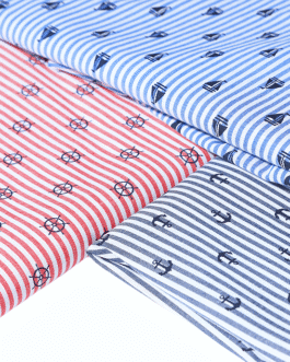 100%Cotton Yarn Dyed Stripe Fabric With Aop